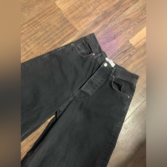 We the free free people black denim LANDRY WIDE LEG JEANS size 25 sold out boho - Picture 5 of 8